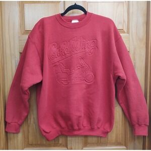 Vintage Tultex Superweight Large Sweatshirt Embossed Goldwing Motorcycle Red